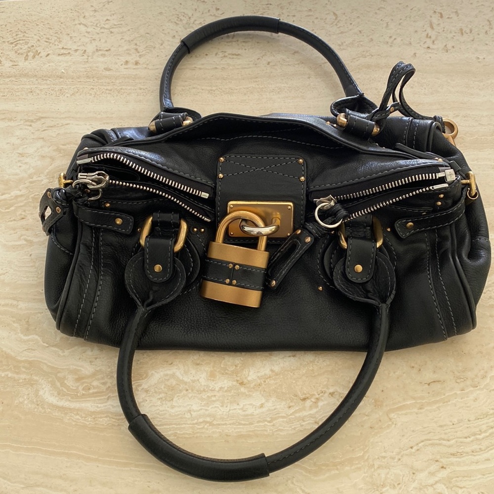 Chloe Paddington Bag - Black Leather with Gold Hardware